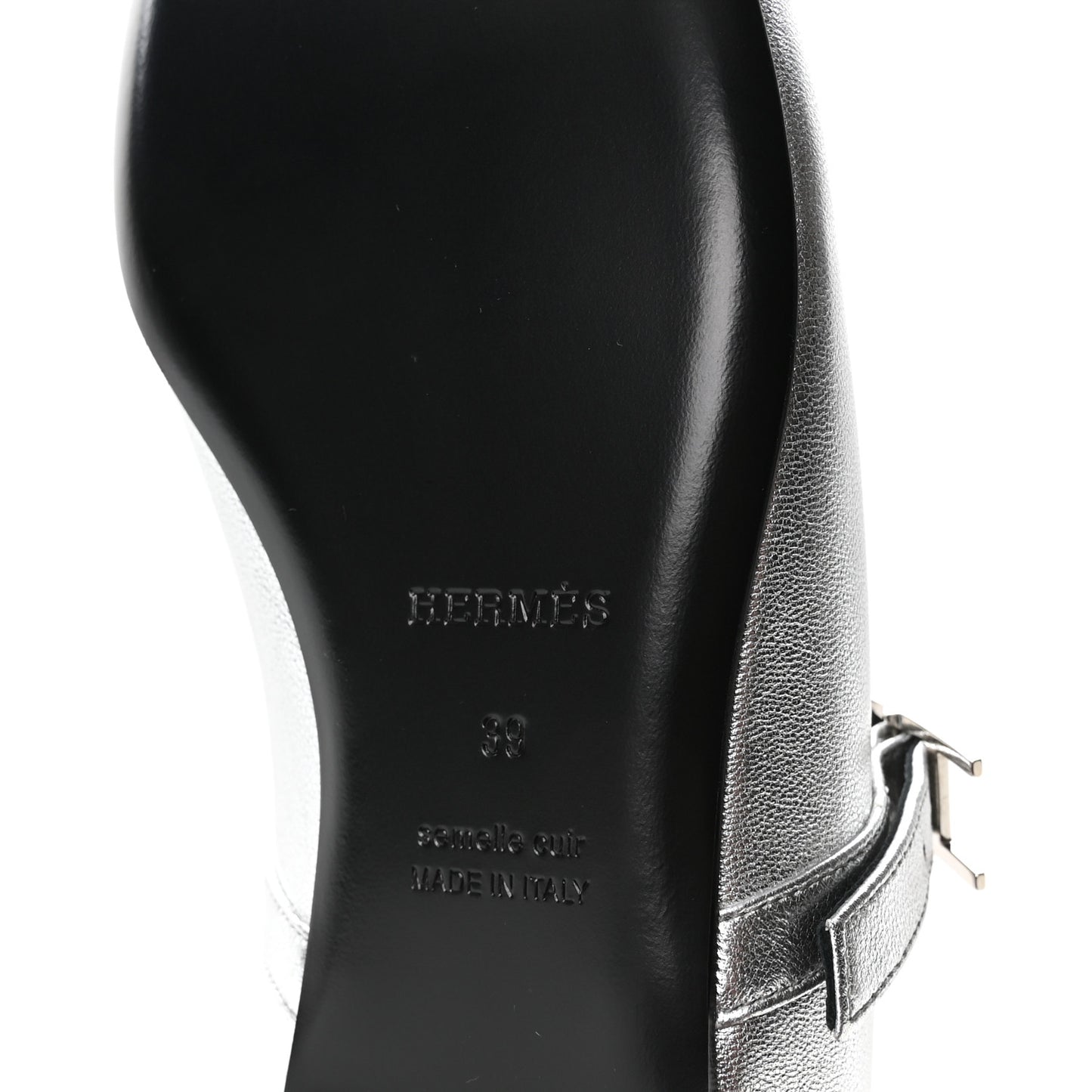 Metallic Goatskin Jane Ballet Flats 39 Gris Argente