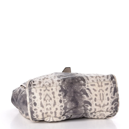 Gucci Calfskin Animalier Karung Printed Medium Soft Stirrup Shoulder Bag Gray 4 of 10