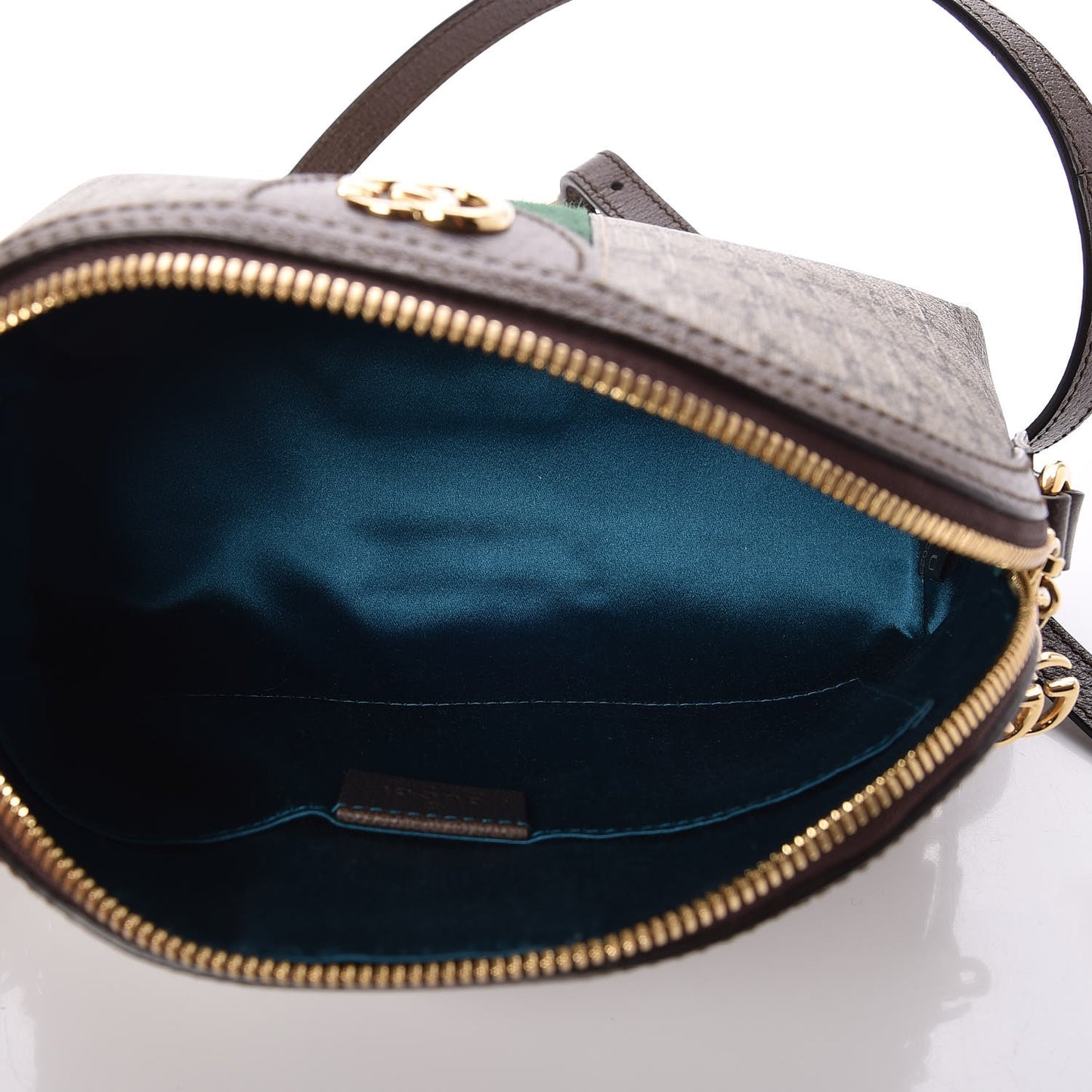 GG Supreme Monogram Textured Dollar Calfskin Web Small Ophidia Dome Shoulder Bag Beige Ebony New Acero