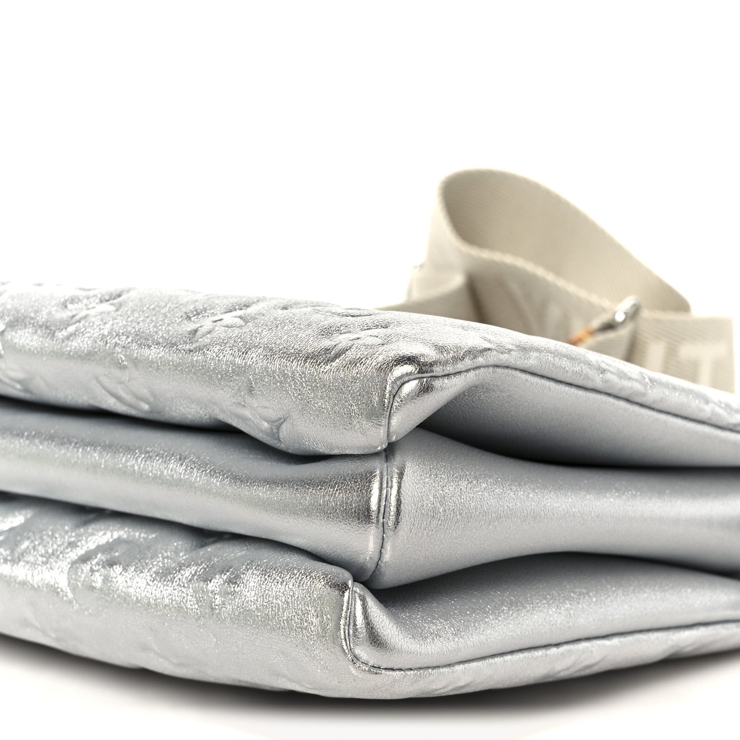 Metallic Lambskin Embossed Monogram Coussin PM  Silver