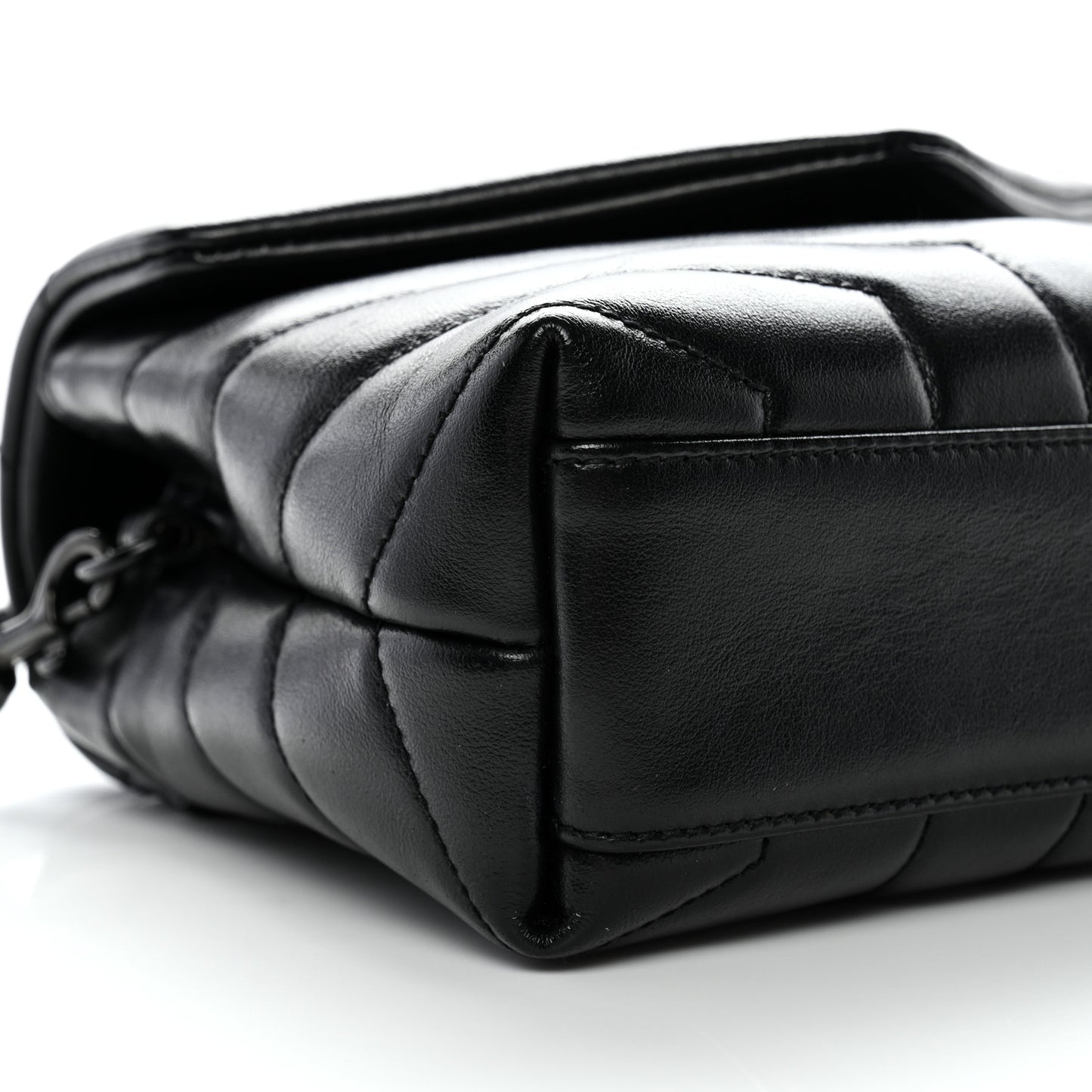 Calfskin Y Quilted Monogram Monochrome Toy Loulou Crossbody Bag Black