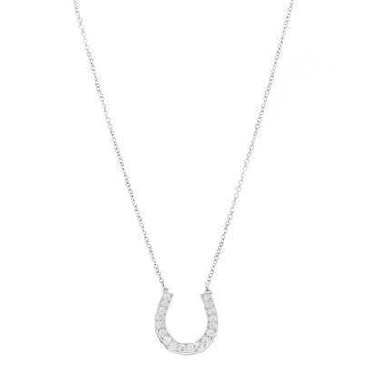 Tiffany Platinum Diamond Horseshoe Pendant Necklace 1 of 5