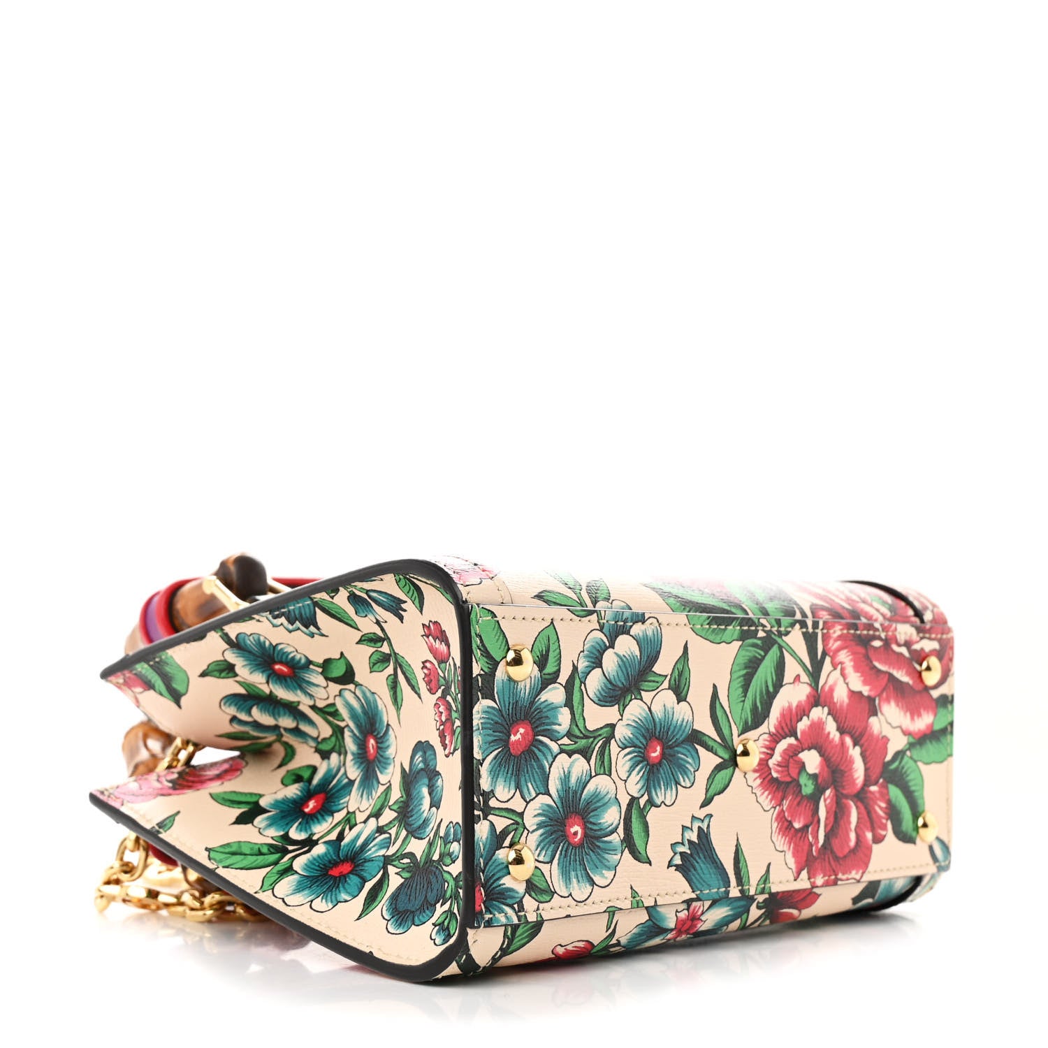 Gucci New Shangai Calfskin Floral Print Mini Diana Tote Bag Multicolor 4 of 10