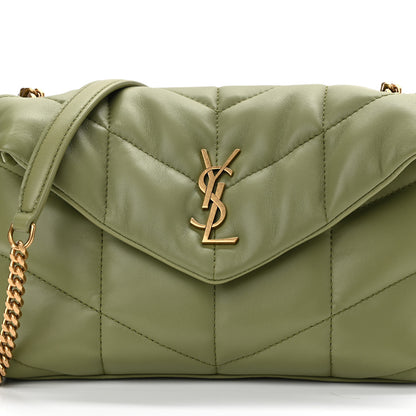 Saint Laurent Lambskin Quilted Toy Loulou Puffer Monogram Chain Satchel Light Pistache 9 of 12