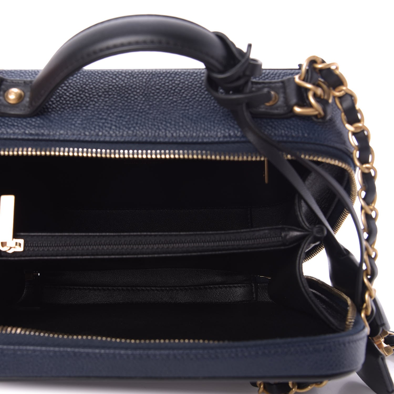 Chanel Caviar Quilted Medium CC Filigree Vanity Case Navy Black 5 of 10