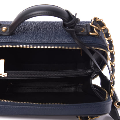 Chanel Caviar Quilted Medium CC Filigree Vanity Case Navy Black 5 of 10