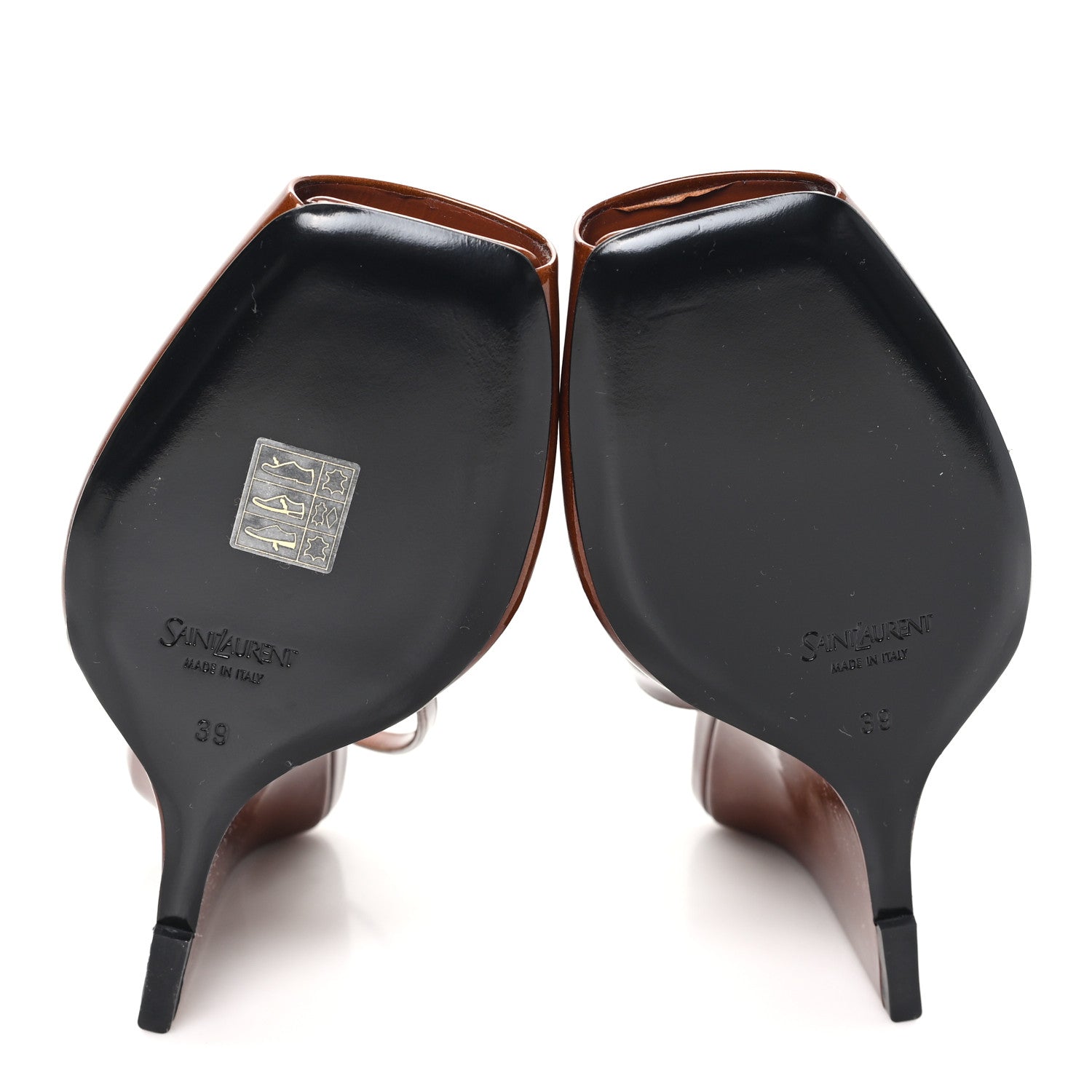 Saint Laurent Patent Calfskin La Scandale Wedges 39 Fluffy Chataigne 6 of 9