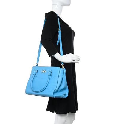 Salvatore Ferragamo Printed Calfskin Beky Tote Cielo 2 of 11