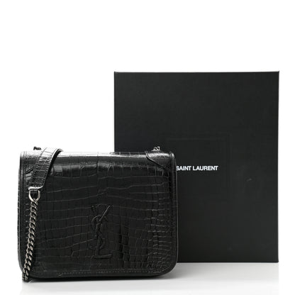Saint Laurent Crocodile Embossed Lambskin Matelasse Monogram Niki Chain Wallet Black 11 of 11
