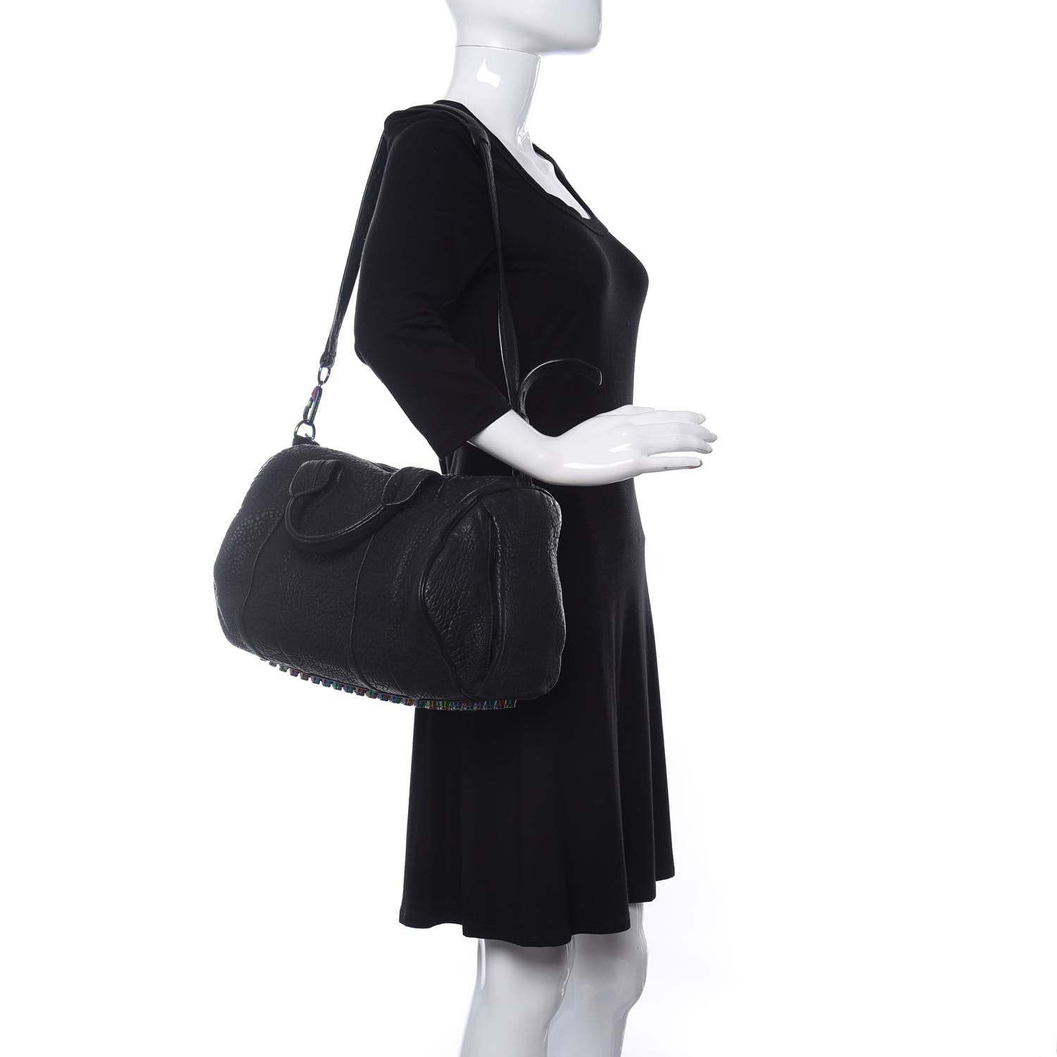 Alexander Wang Pebbled Lambskin Rocco Matte Black Iridescent Hardware 2 of 8