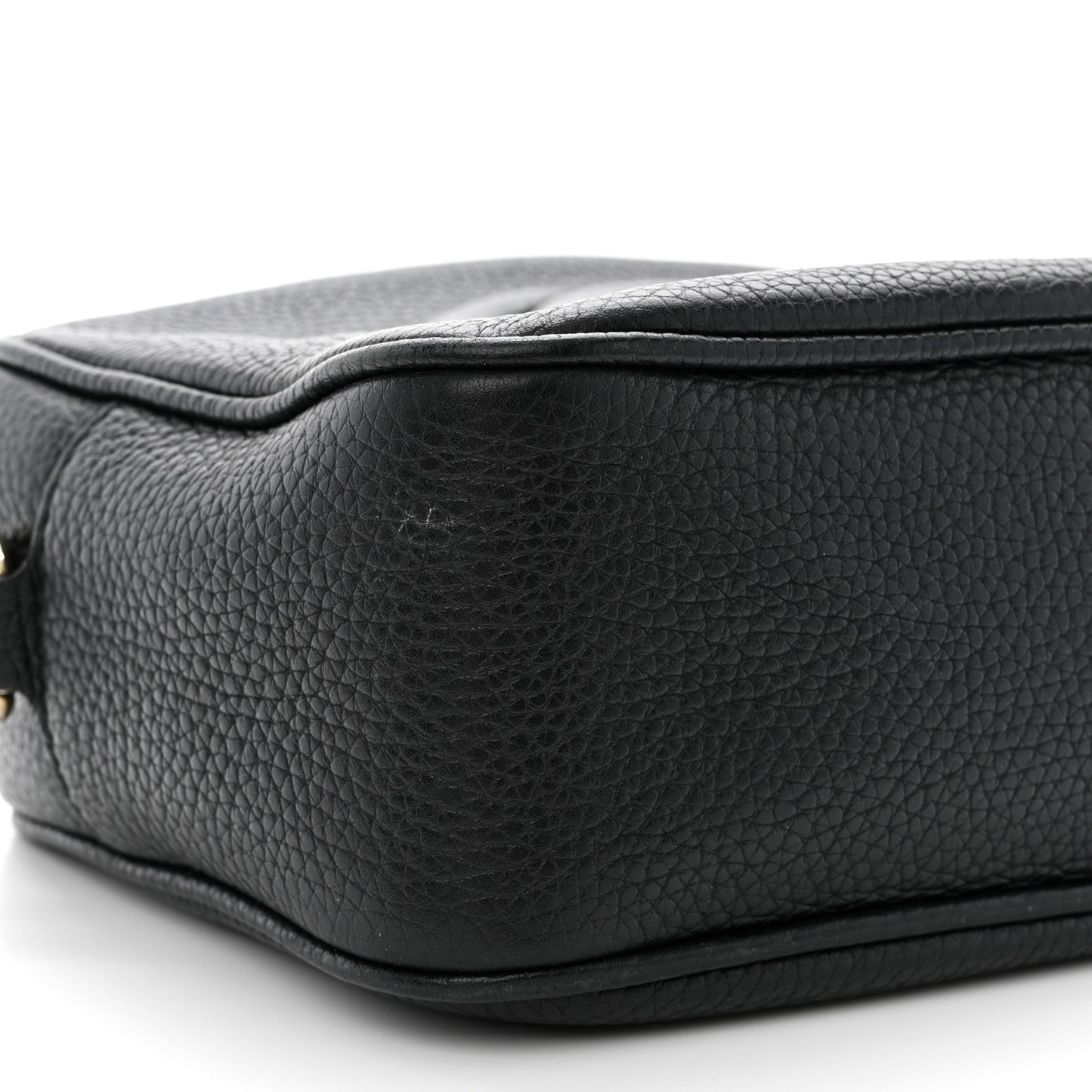 Pebbled Calfskin Small Soho Disco Bag Black