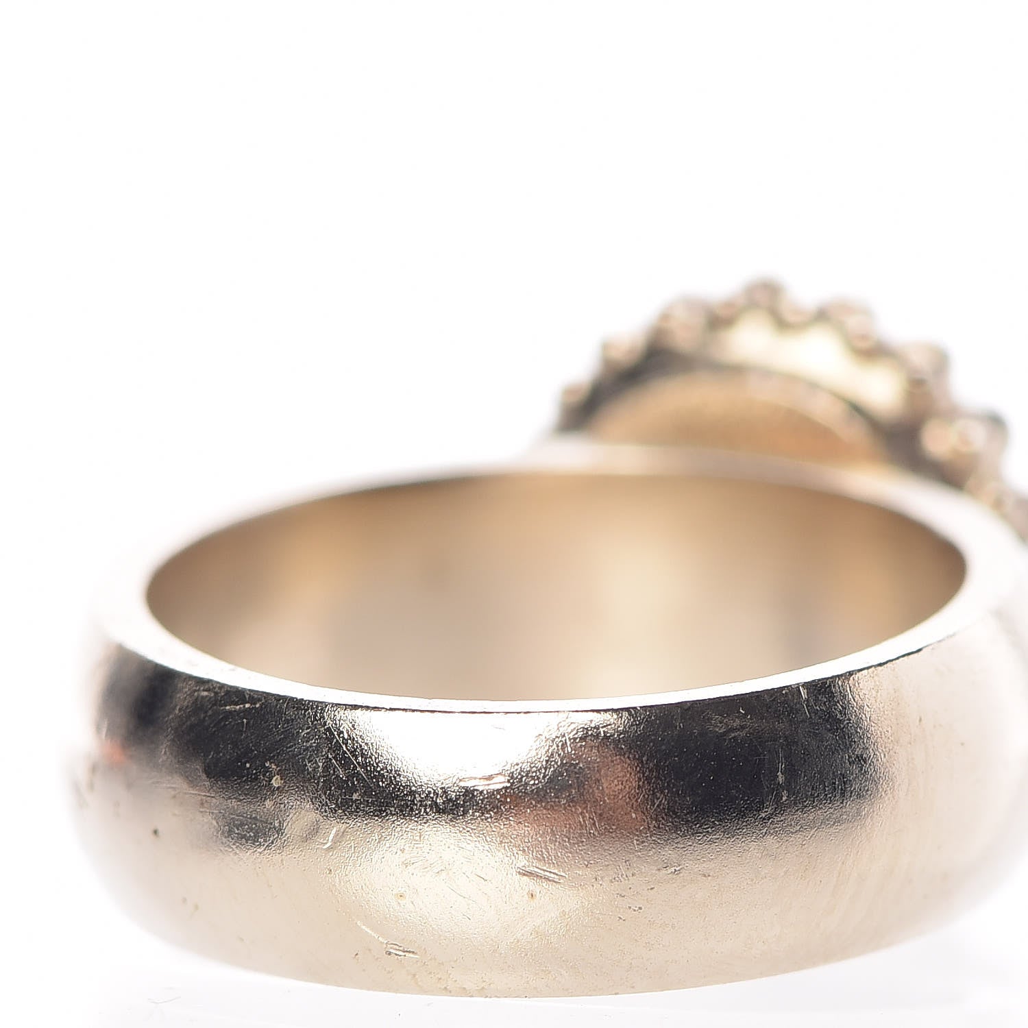 Chanel Pearl Crystal CC Ring 53 6.25 Gold Pearly White 7 of 10
