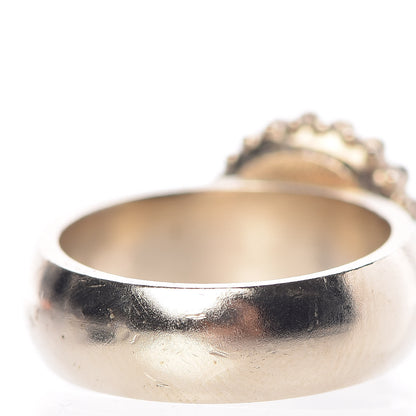 Chanel Pearl Crystal CC Ring 53 6.25 Gold Pearly White 7 of 10