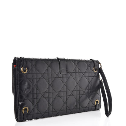 Christian Dior Lambskin Cannage D Clutch Wristlet Black 3 of 11