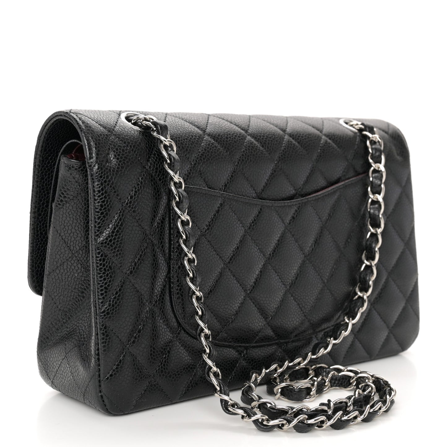 Caviar Quilted Medium Double Flap Black
