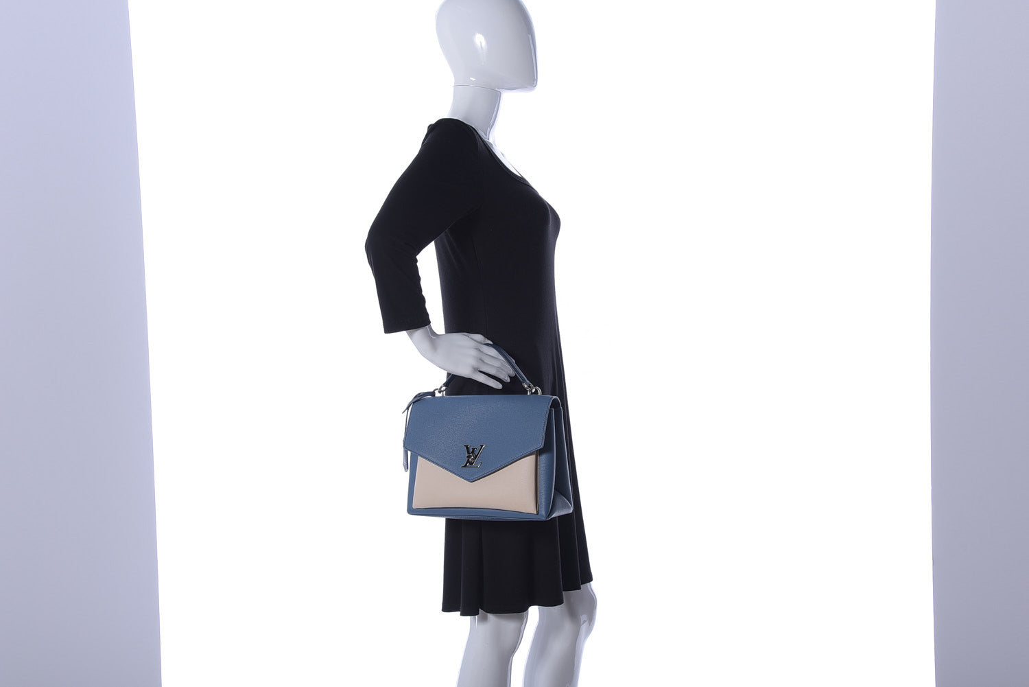 Louis Vuitton Soft Calfskin My Lockme Top Handle Blue Jean Creme 2 of 19