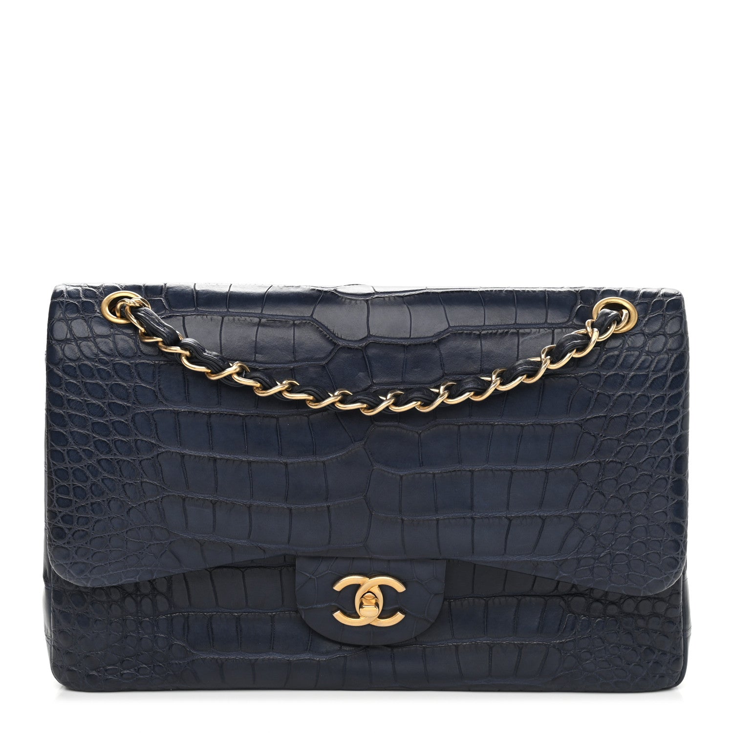 Chanel Alligator Jumbo Double Flap Blue 1 of 12