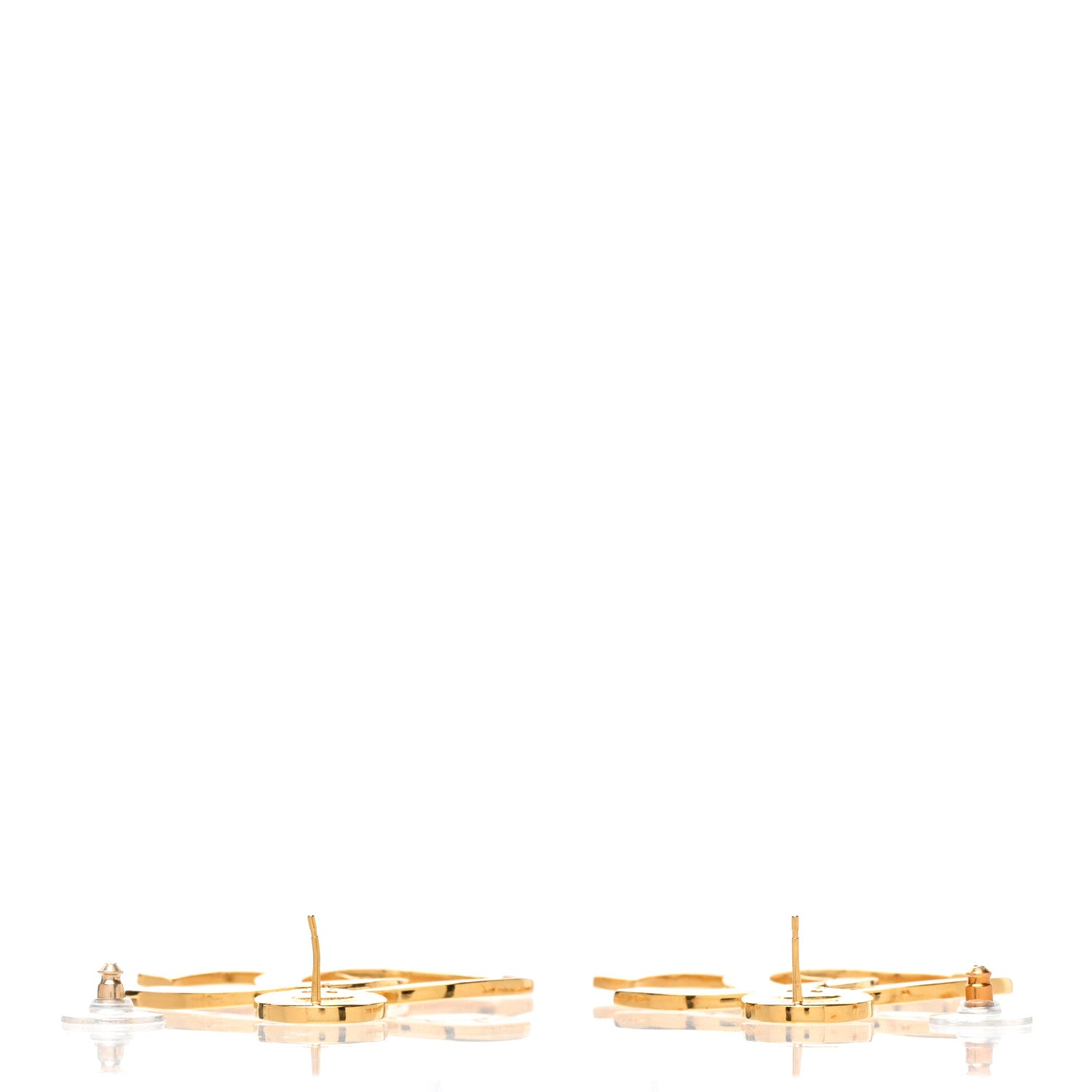 Chanel Metal Large Paris Button Earrings Gold 3 of 5