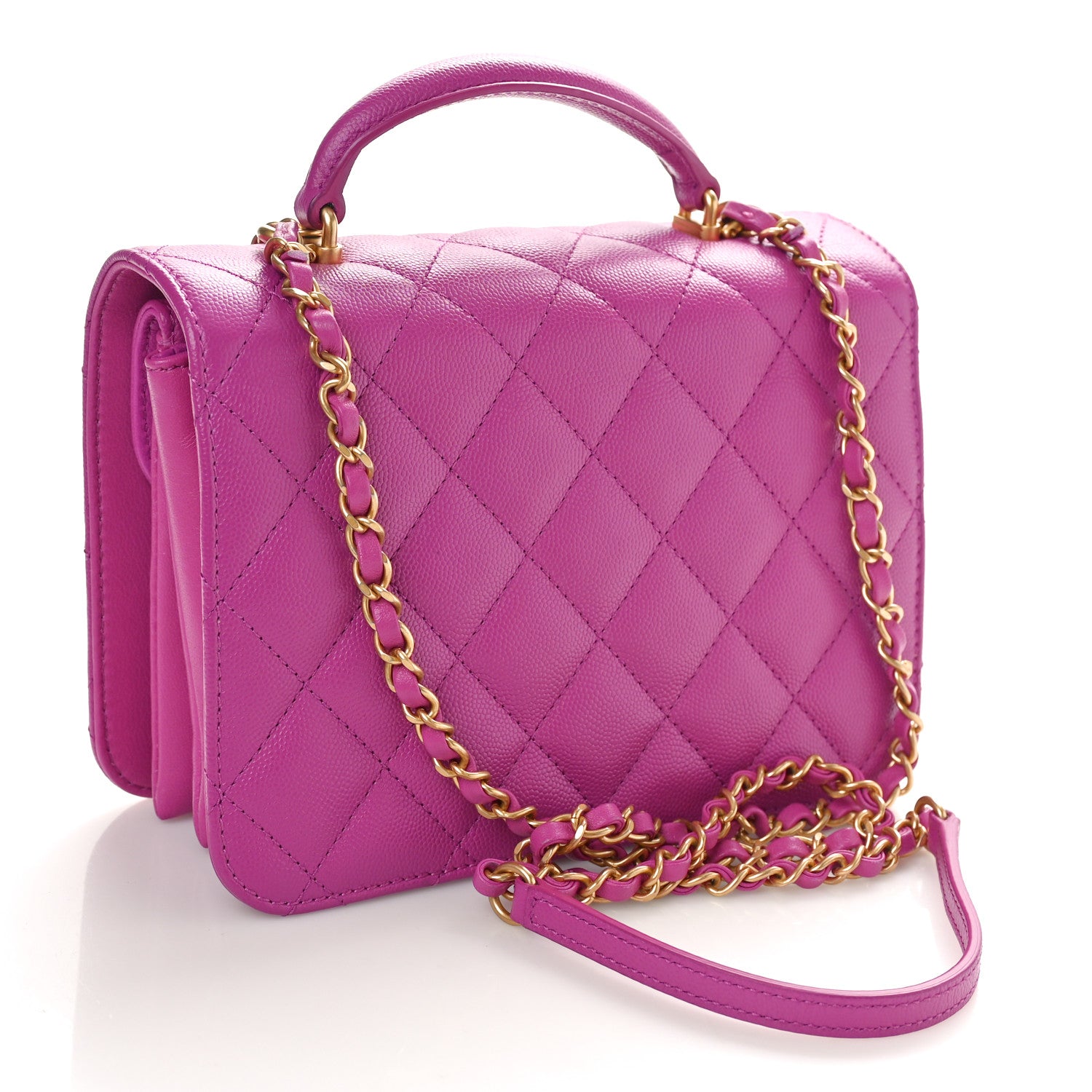 Chanel Caviar Quilted Mini Top Handle Flap Dark Pink 3 of 10