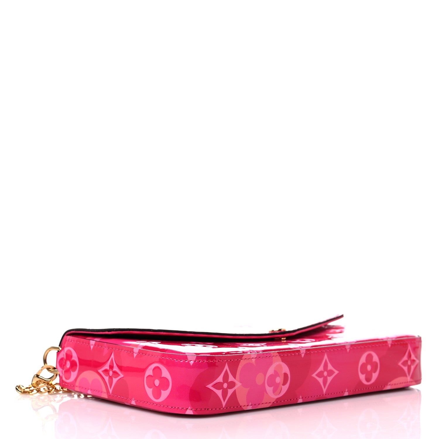 Louis Vuitton Vernis Valentine Pochette Felicie Chain Wallet Fuchsia 5 of 10