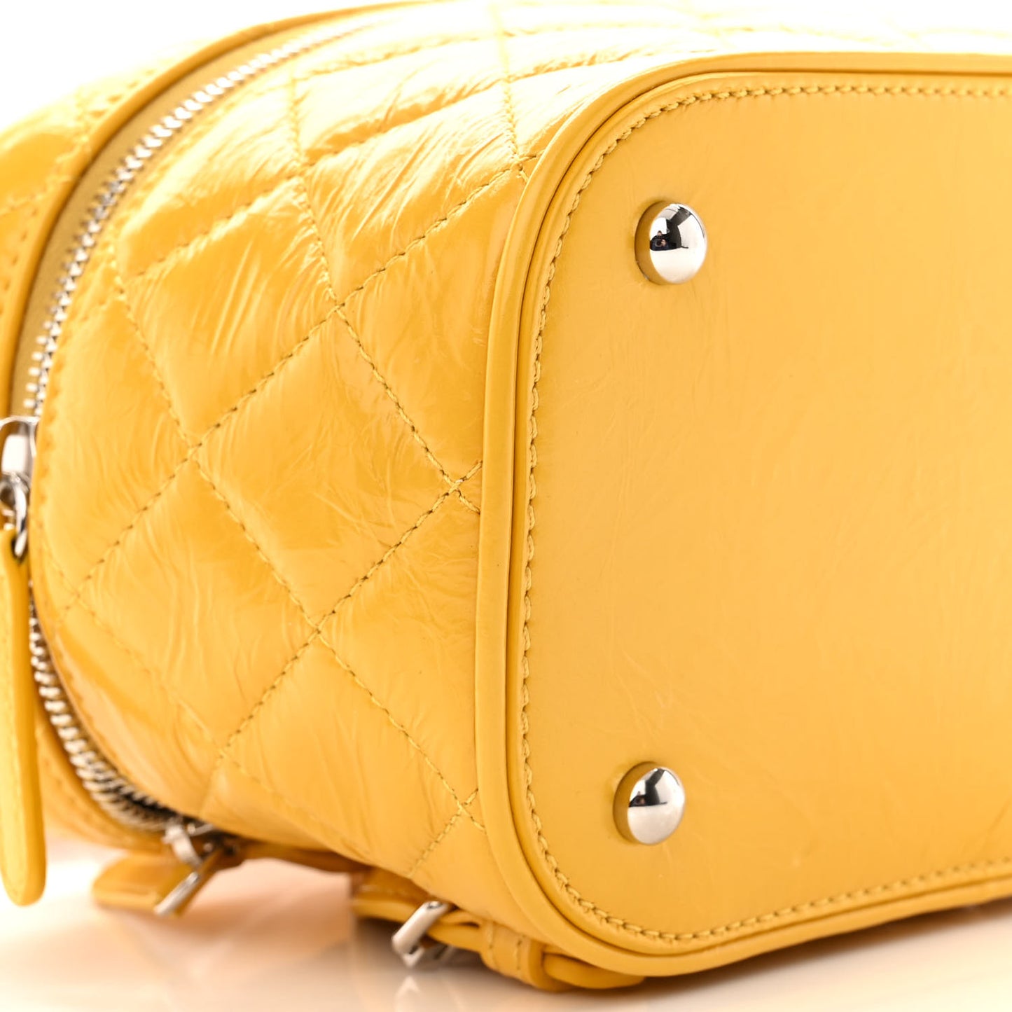 Crumpled Calfskin PVC Quilted Backpack Yellow