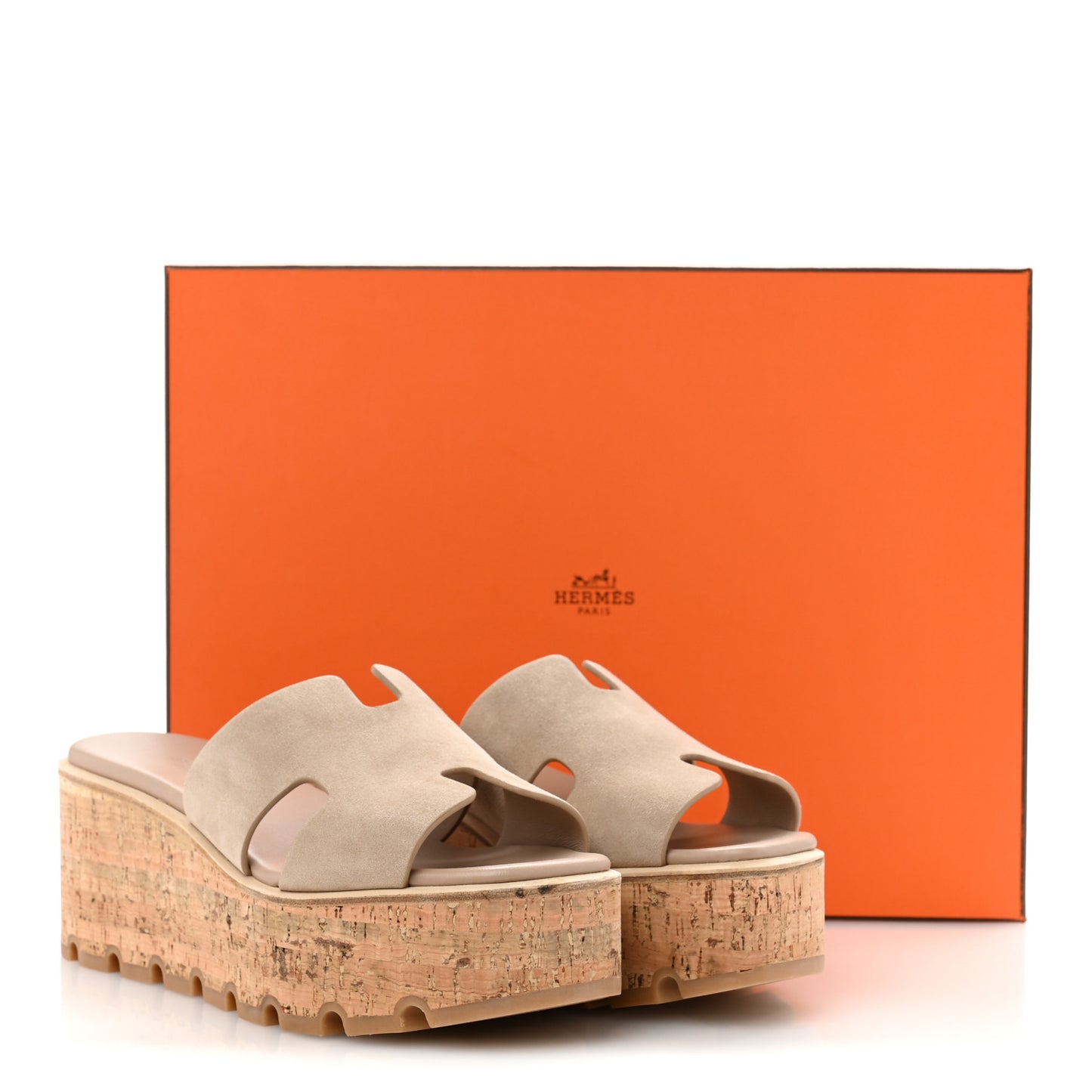 Suede Goatskin Cork Eze 30 Sandals 37 Beige Argile