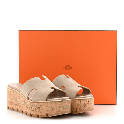 Hermes Suede Goatskin Cork Eze 30 Sandals 37 Beige Argile 11 of 11