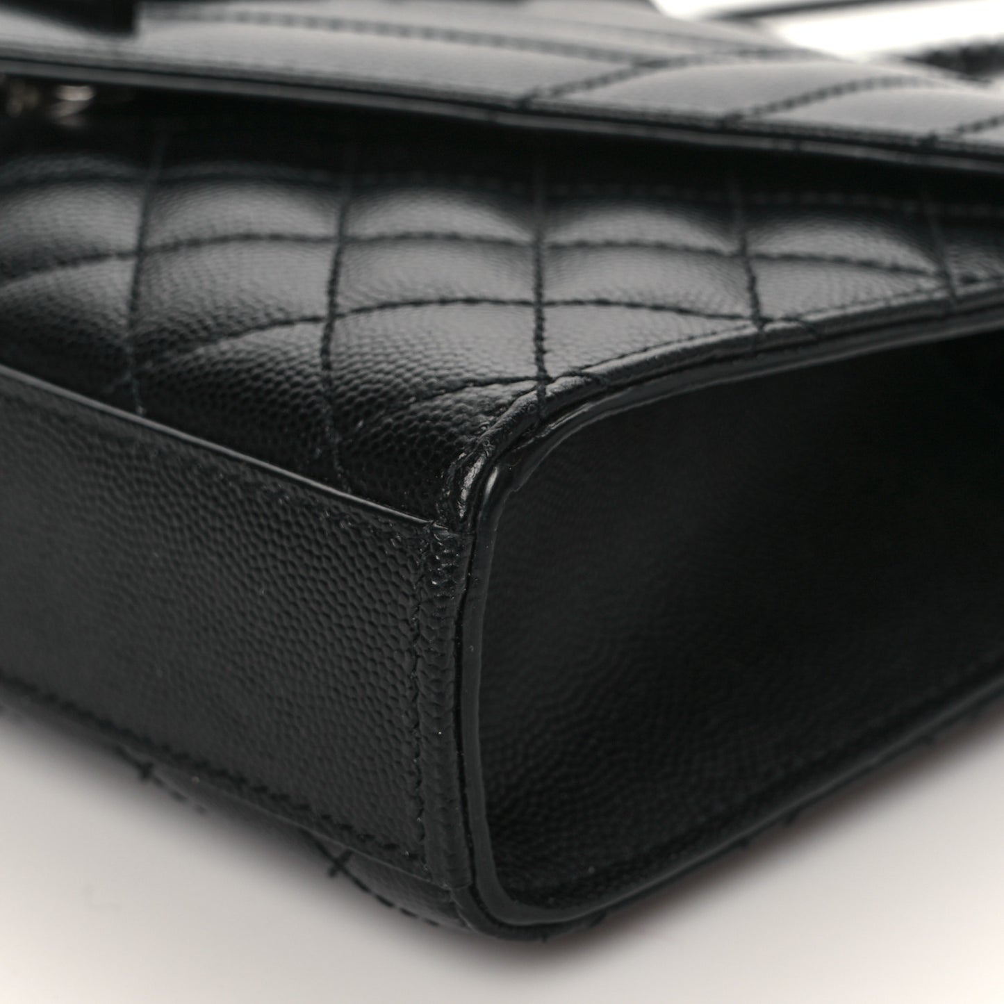 Grain De Poudre Textured Mixed Matelasse Triquilt Small Monogram Satchel Black