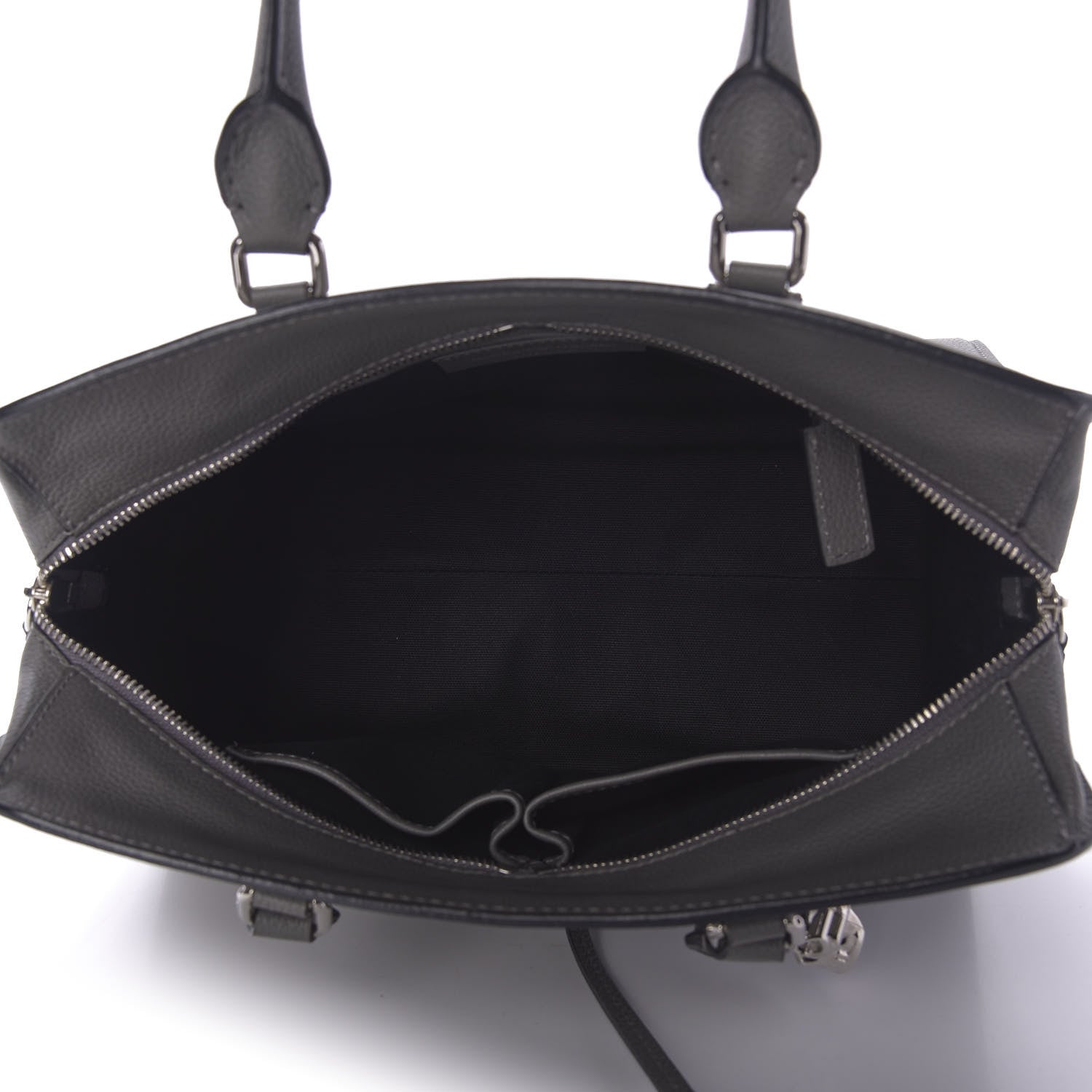 Alexander McQueen Pebbled Calfskin Small Skull Padlock Zip Around Tote Dark Grey 6 of 10