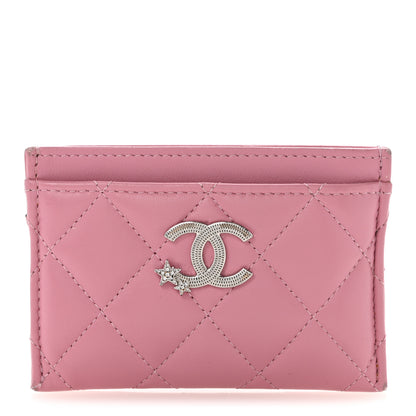 Chanel Lambskin Quilted Crystal Star Card Holder Pink 1 of 11