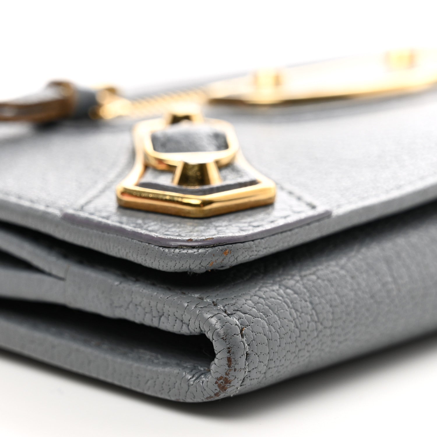 Balenciaga Chevre Gold Metallic Edge Hardware Continental Flap Wallet Bleu Acier 14 of 15