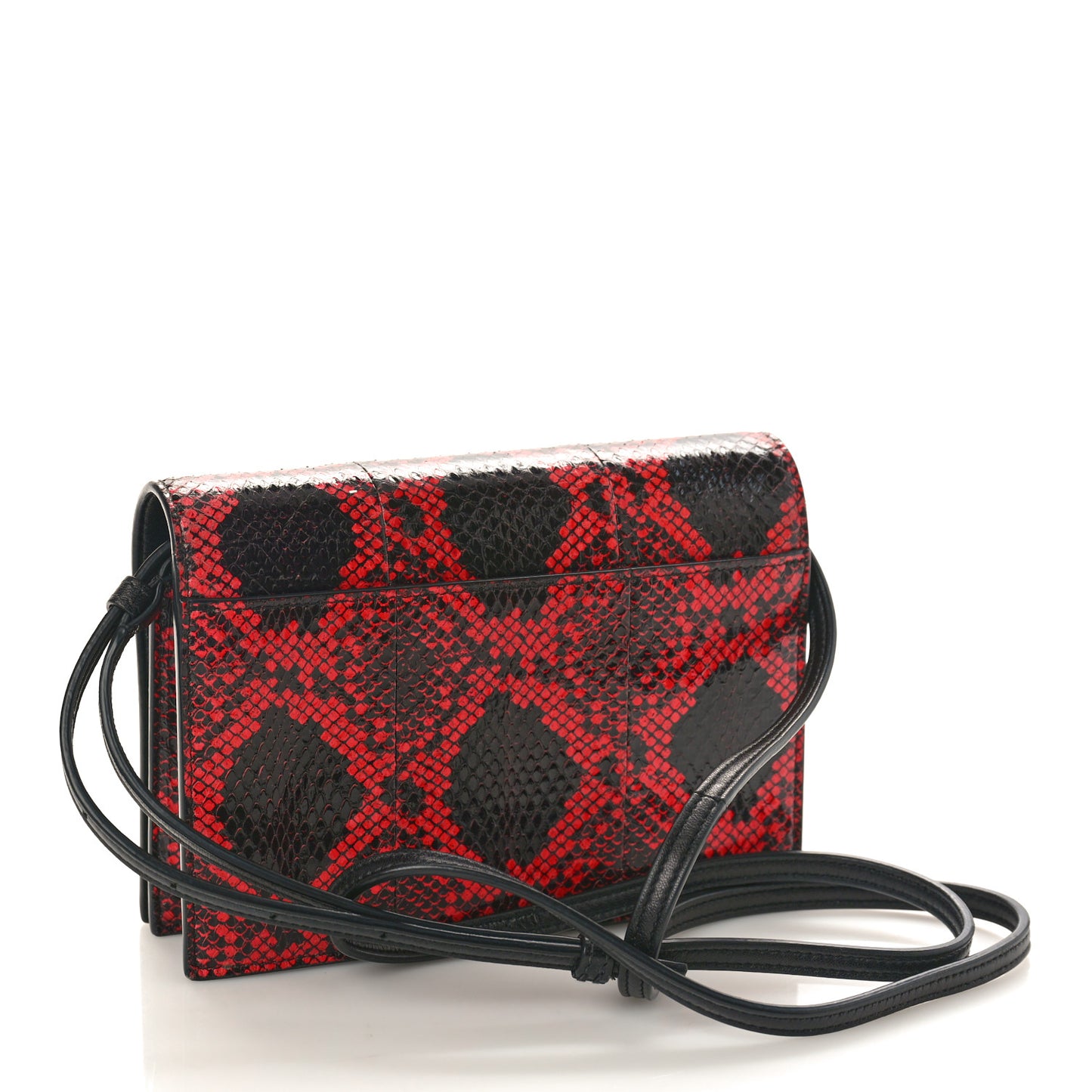 Snakeskin Monogram Toy Kate Strap Wallet Black Red