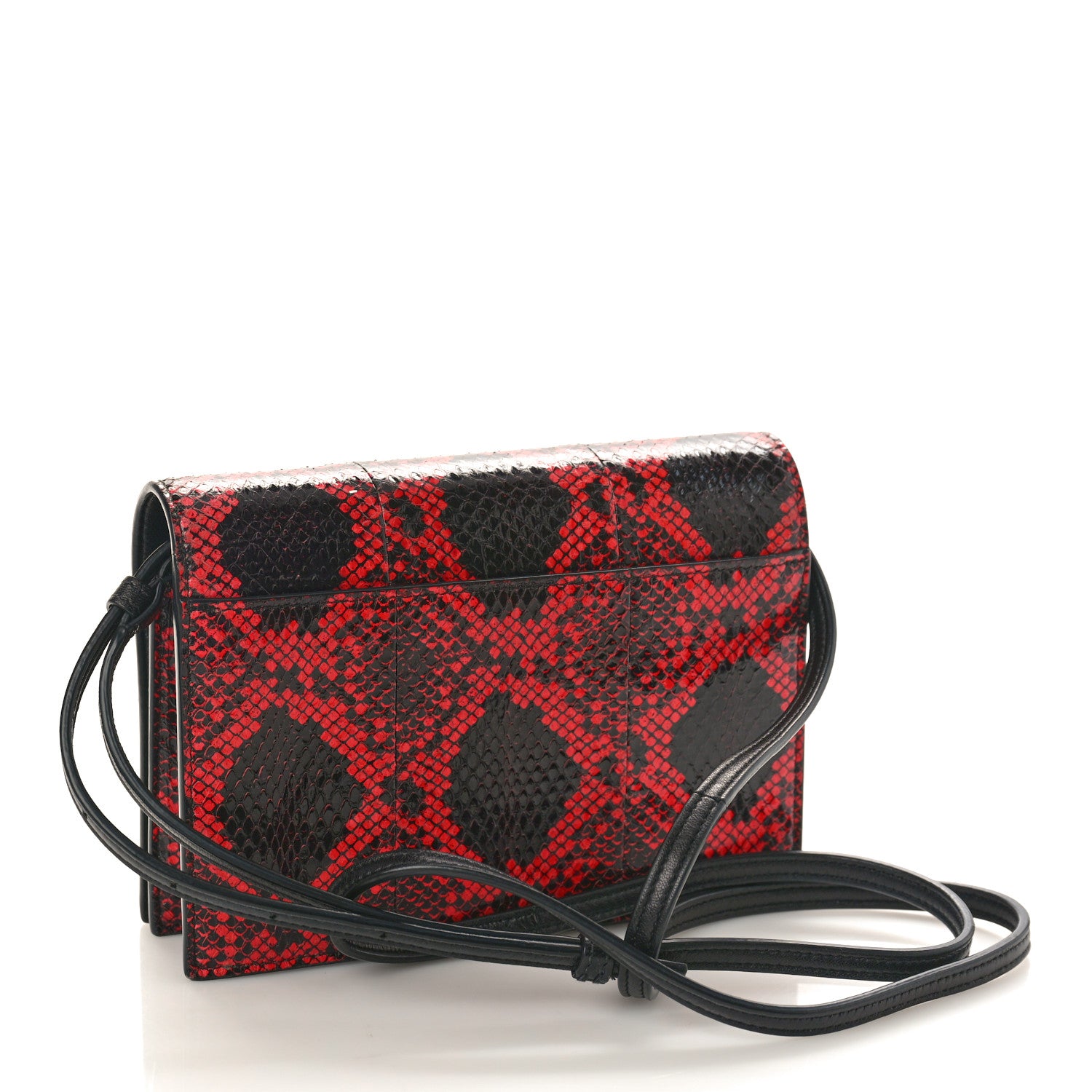 Saint Laurent Snakeskin Monogram Toy Kate Strap Wallet Black Red 3 of 12