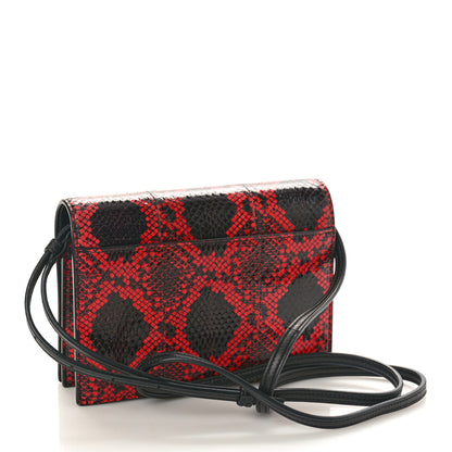 Saint Laurent Snakeskin Monogram Toy Kate Strap Wallet Black Red 3 of 12