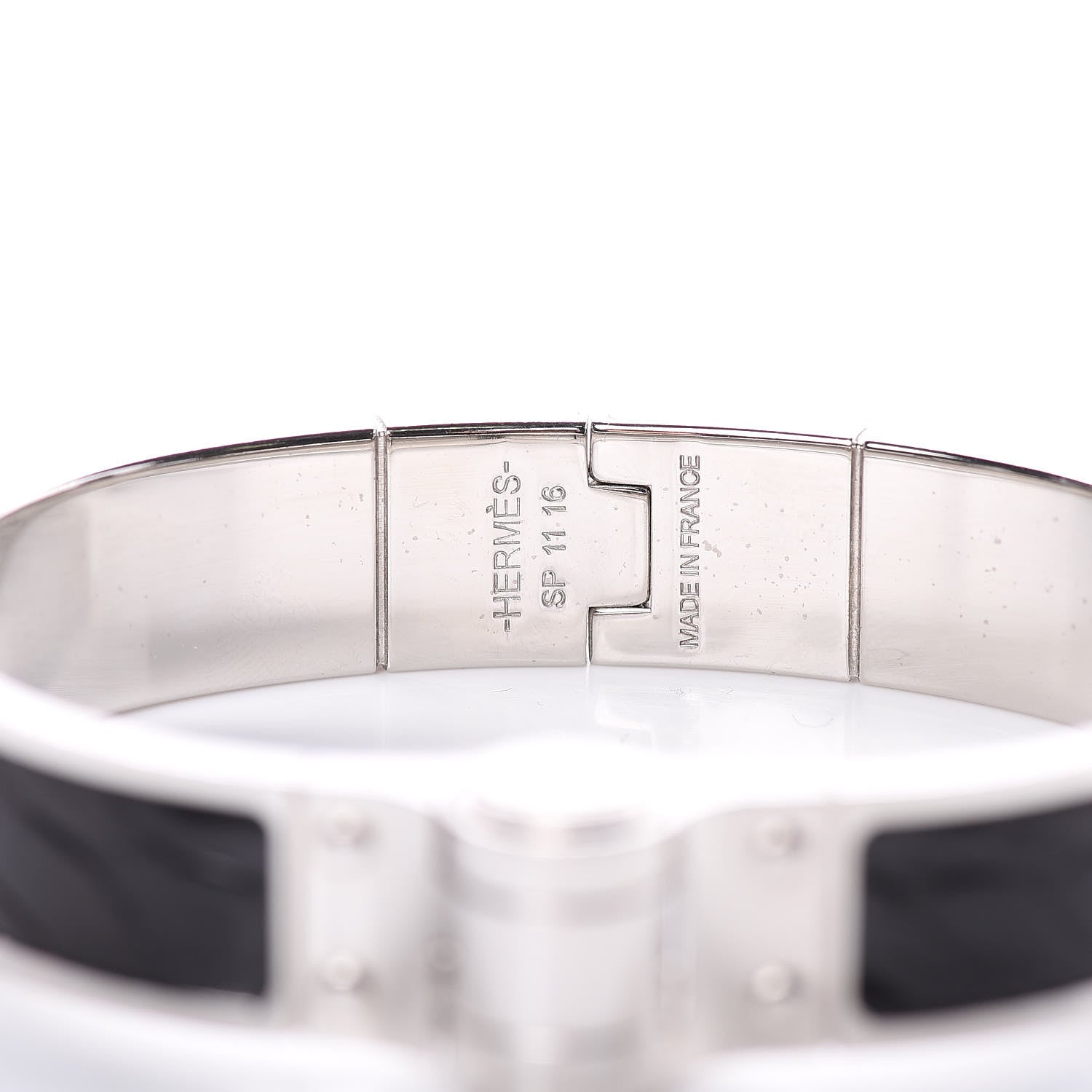 Hermes Shiny Alligator Narrow Hinged Bracelet S Black 5 of 6