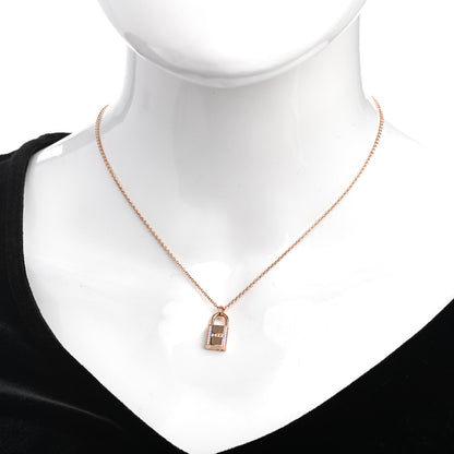 Hermes 18K Rose Gold Diamond Amulettes Cadenas Pendant Necklace 2 of 6