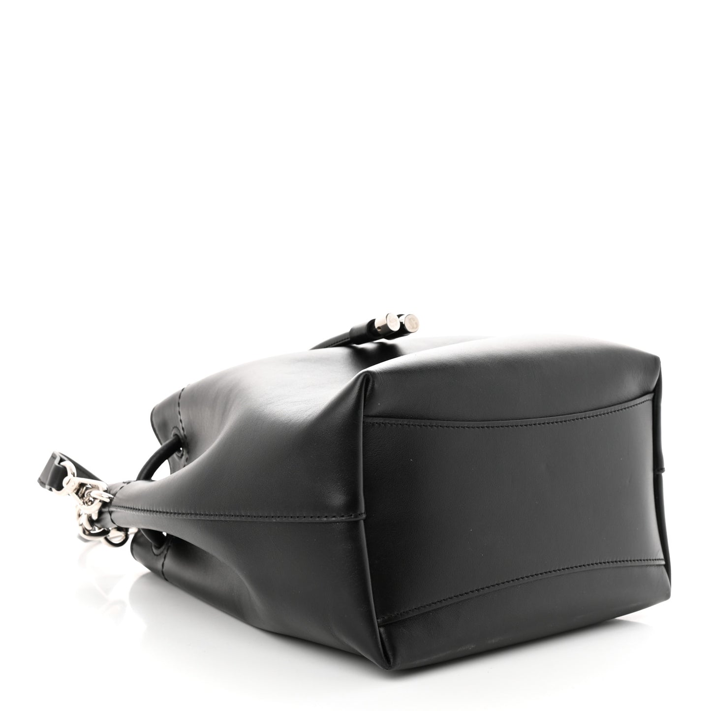 Smooth Shiny Calfskin Bon Bon Bucket Bag Black