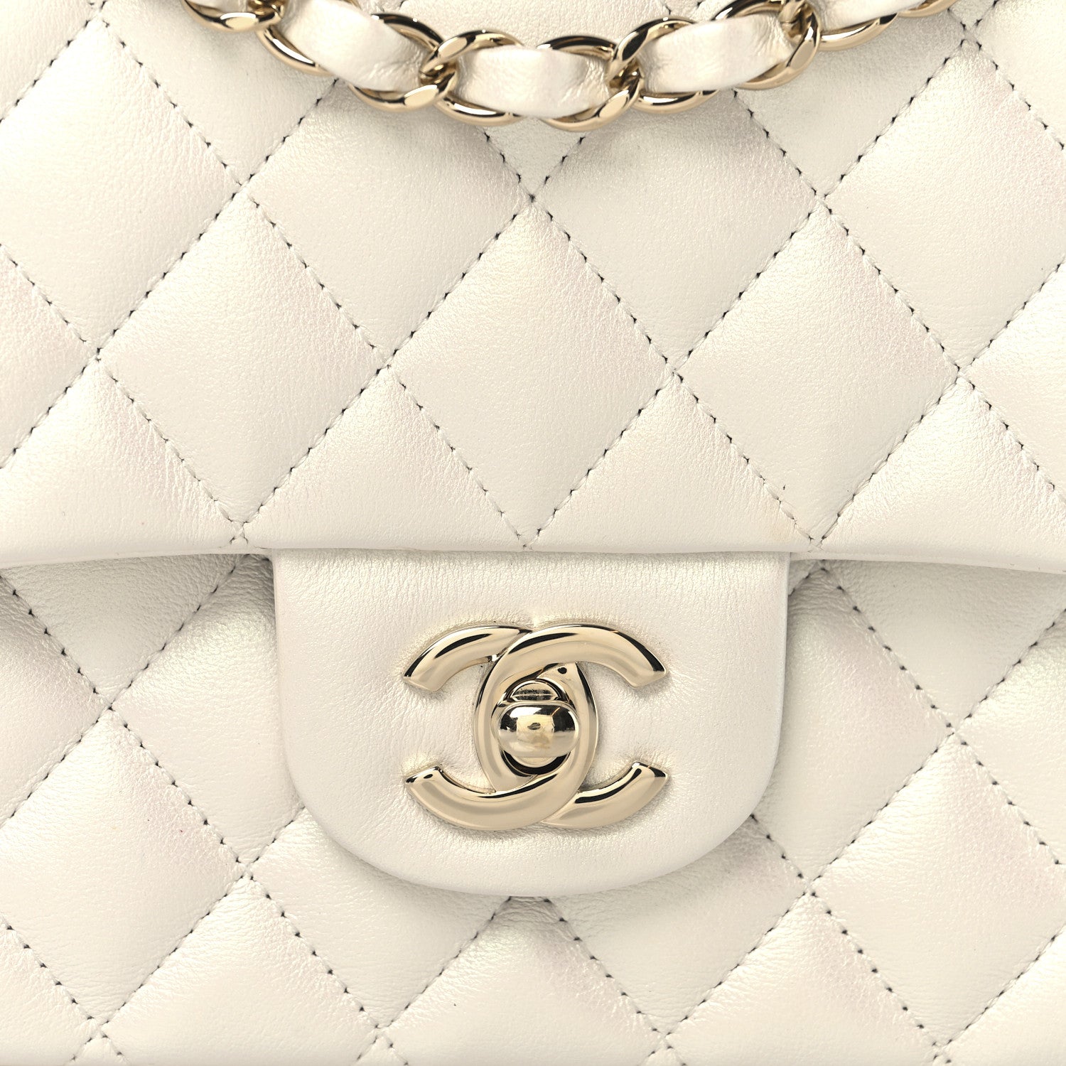 Chanel Iridescent Calfskin Quilted Medium Double Flap White 8 of 11