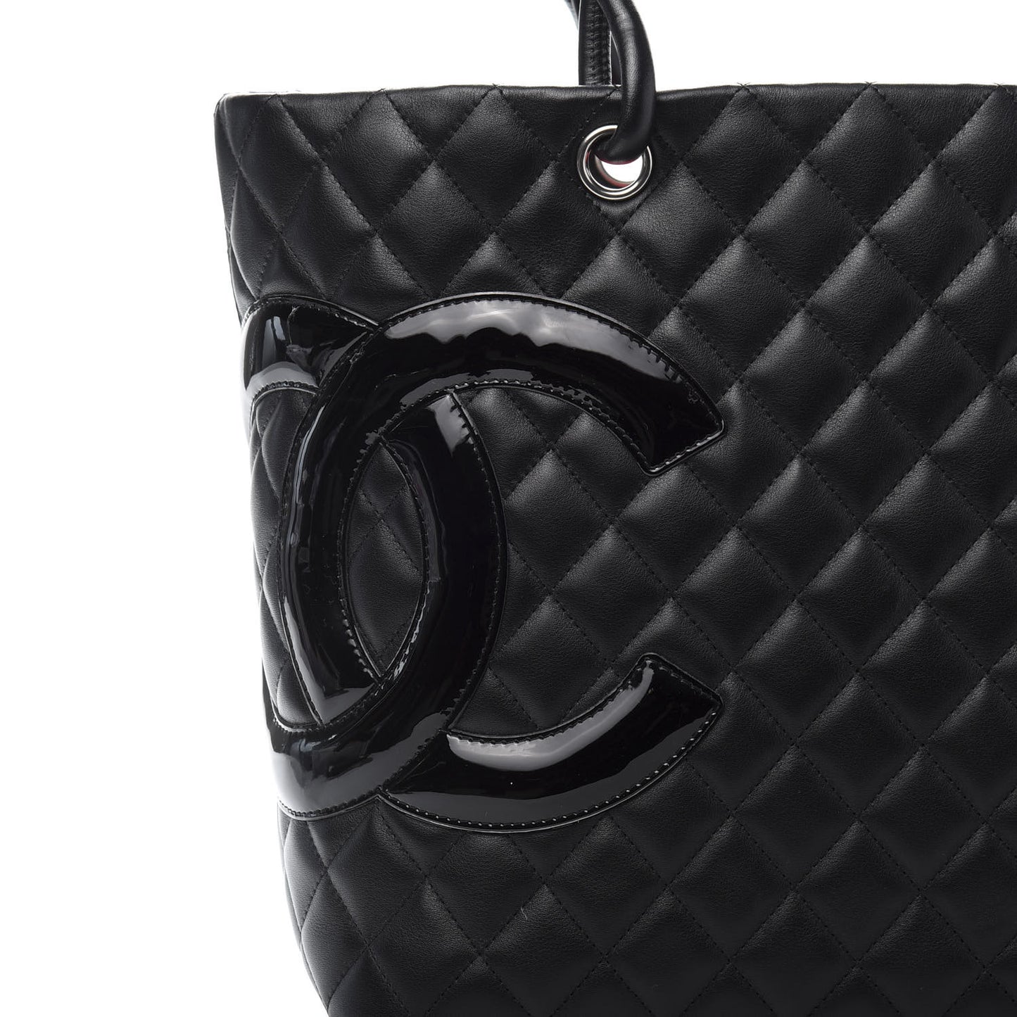 Calfskin Quilted Large Cambon Tote Black