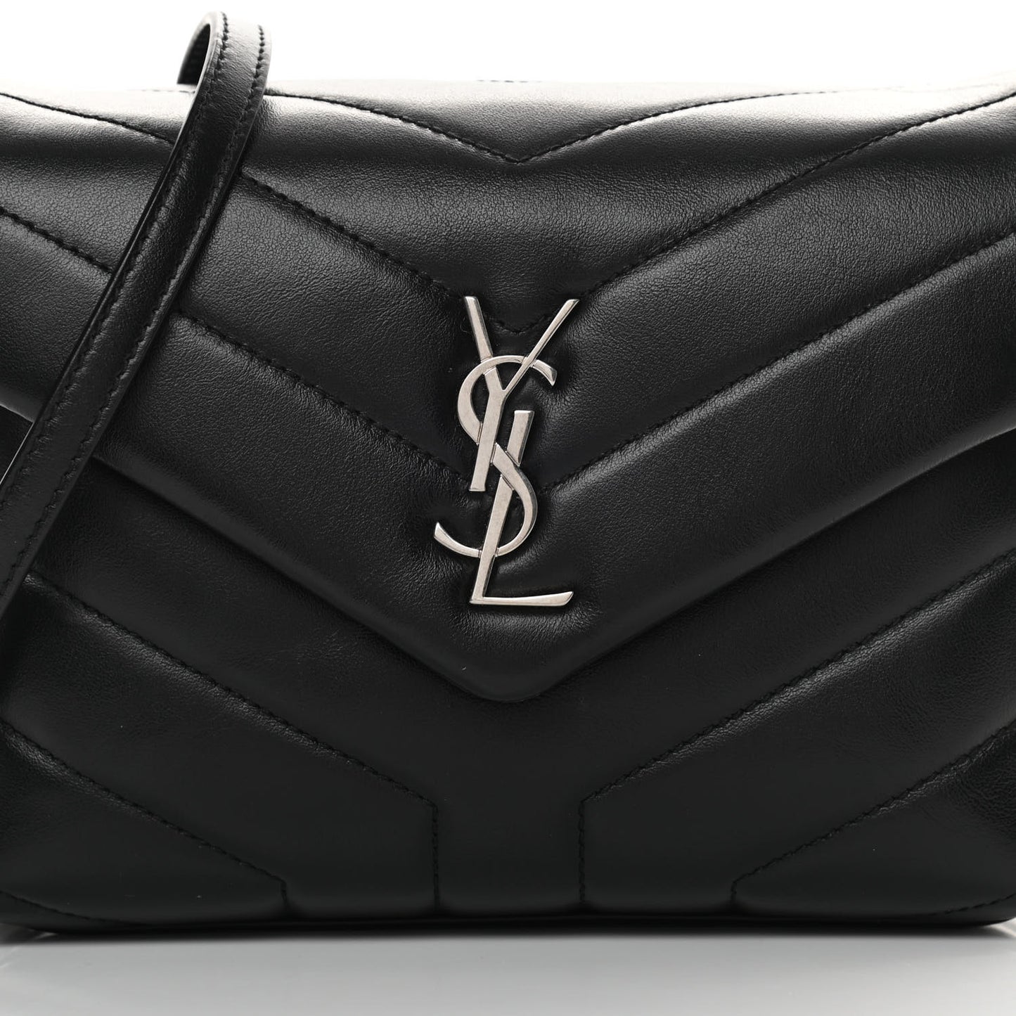 Calfskin Y Quilted Monogram Toy Loulou Crossbody Bag Black