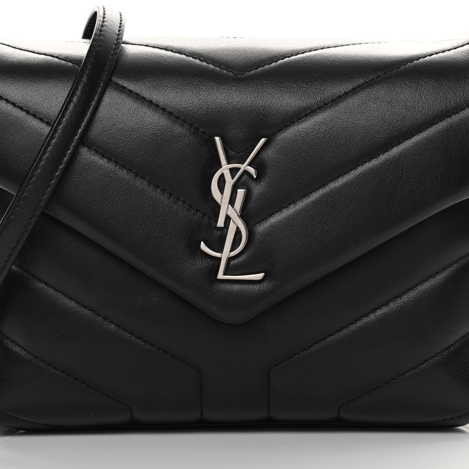 Saint Laurent Calfskin Y Quilted Monogram Toy Loulou Crossbody Bag Black 8 of 13