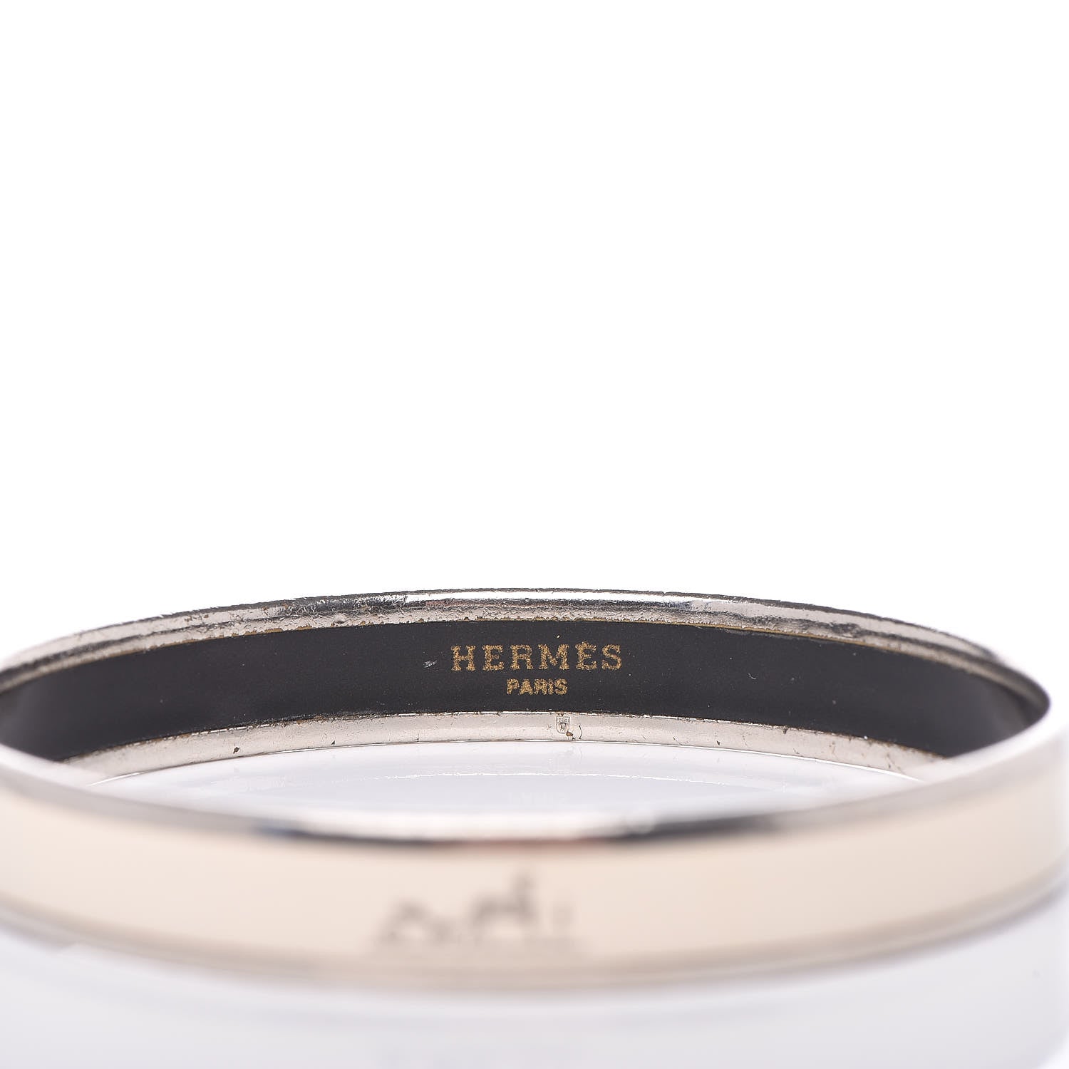 Hermes Enamel Printed Narrow Caleche Bracelet 65 White 4 of 6