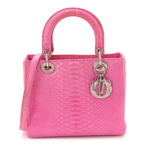 Snakeskin Medium Lady Dior Pink