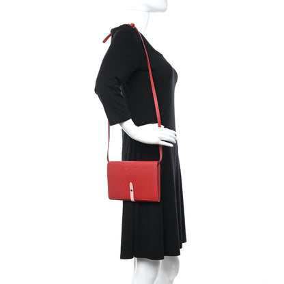 Celine Grained Calfskin Clutch On Strap Bag Scarlet 2 of 13