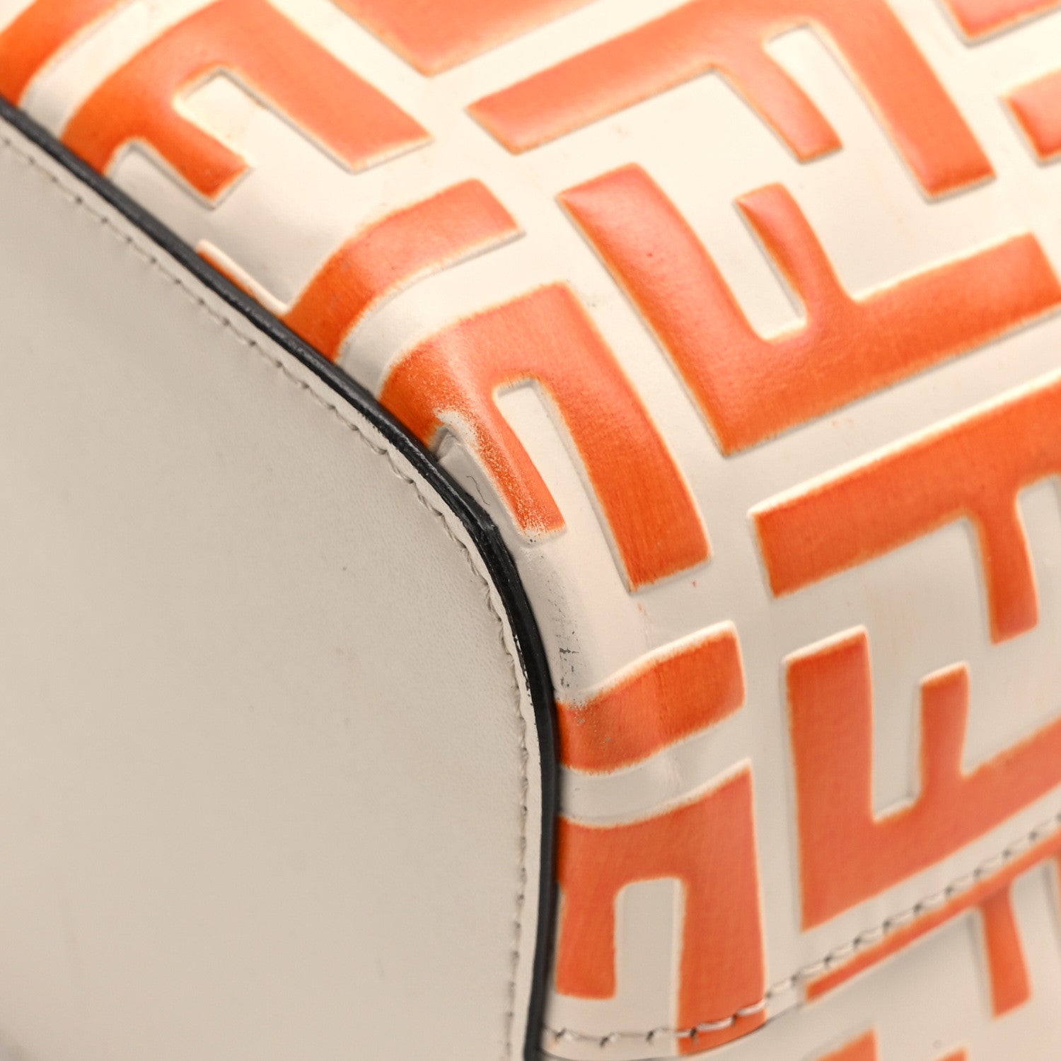 Fendi Vitello Liberty F is Fendi Bi-Color FF 1974 Embossed Mini Mon Tresor Bucket Bag Camelia Aranciata 12 of 14