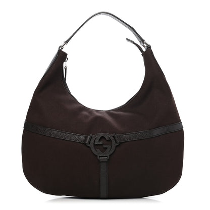 Gucci Canvas GG Reins Hobo Brown Black 1 of 9
