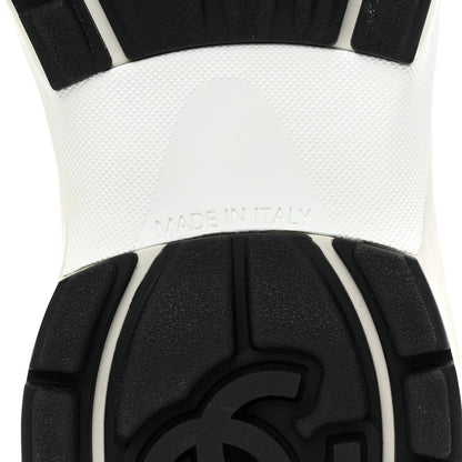 Chanel Fabric Laminated Calfskin Stretch CC Womens Sneakers 36.5 White Gold Silver 7 of 10