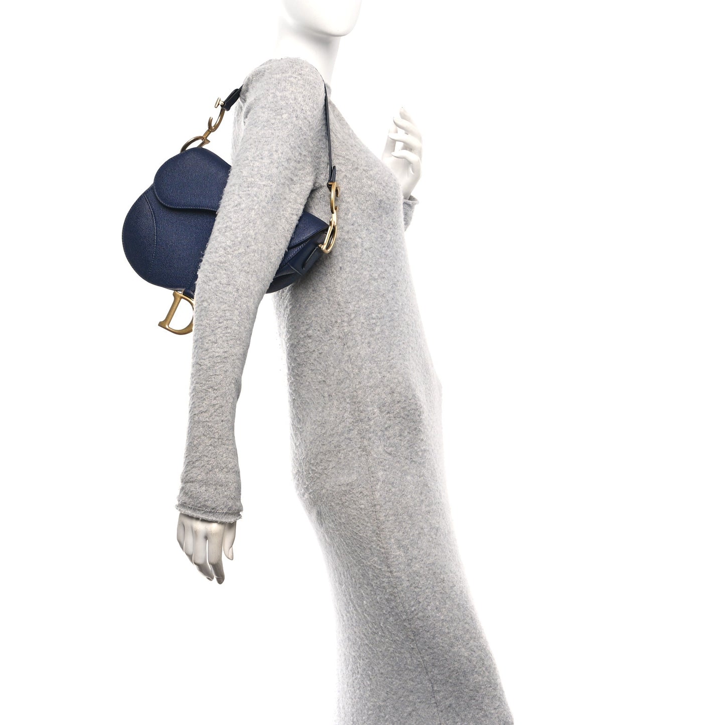 Grained Calfskin Saddle Bag Navy