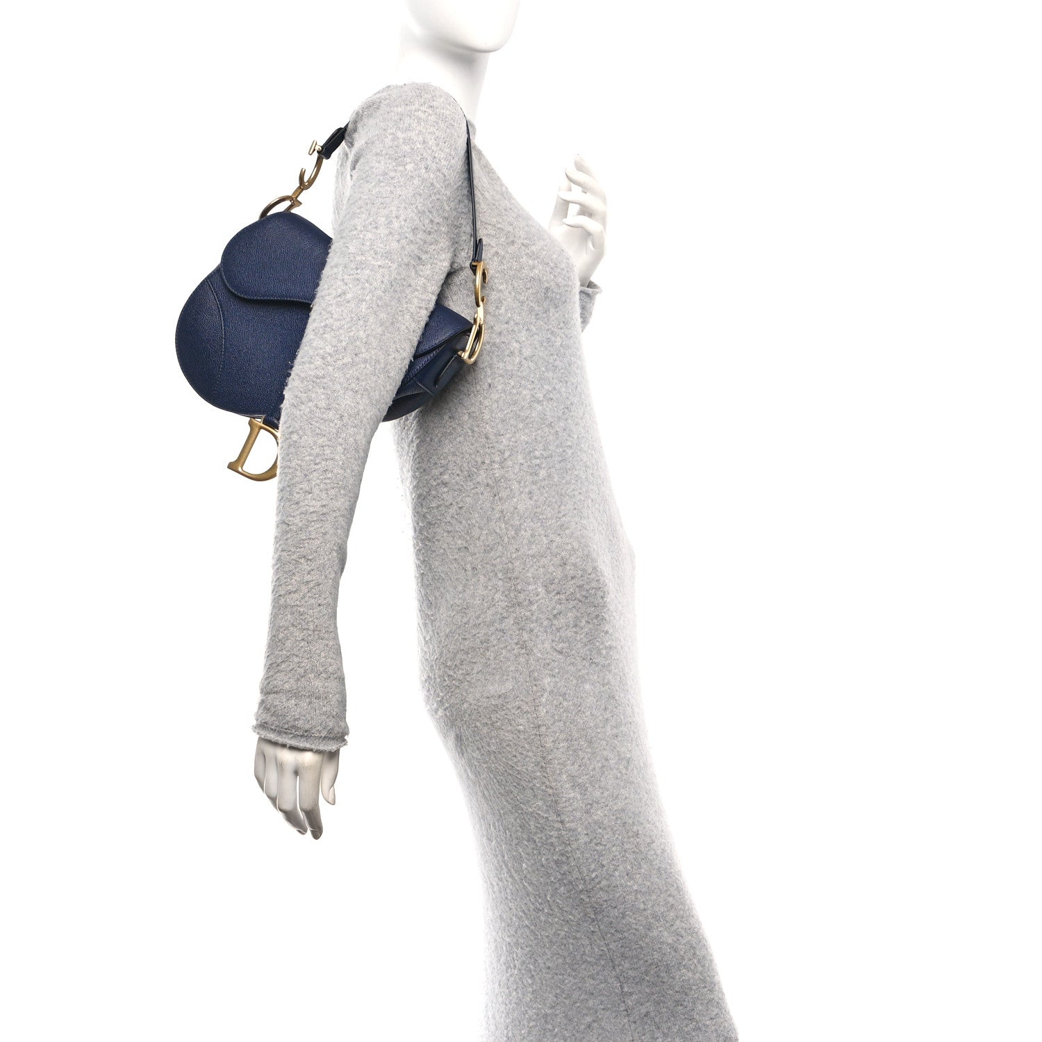 Christian Dior Grained Calfskin Saddle Bag Navy 2 of 10