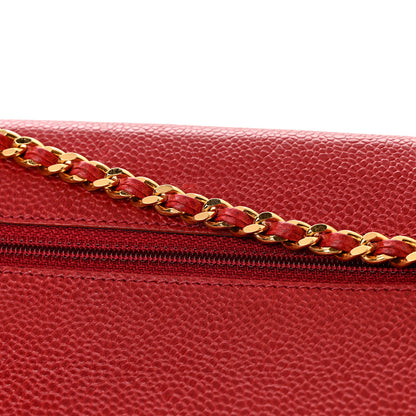 Chanel Caviar Timeless CC Wallet On Chain WOC Red 13 of 18